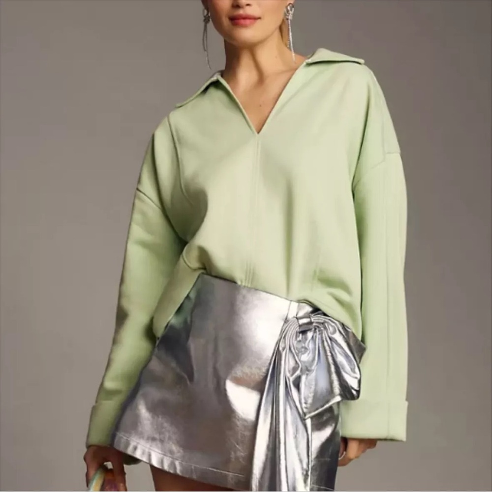 Pilcro Johnny Collar Pullover in green XS